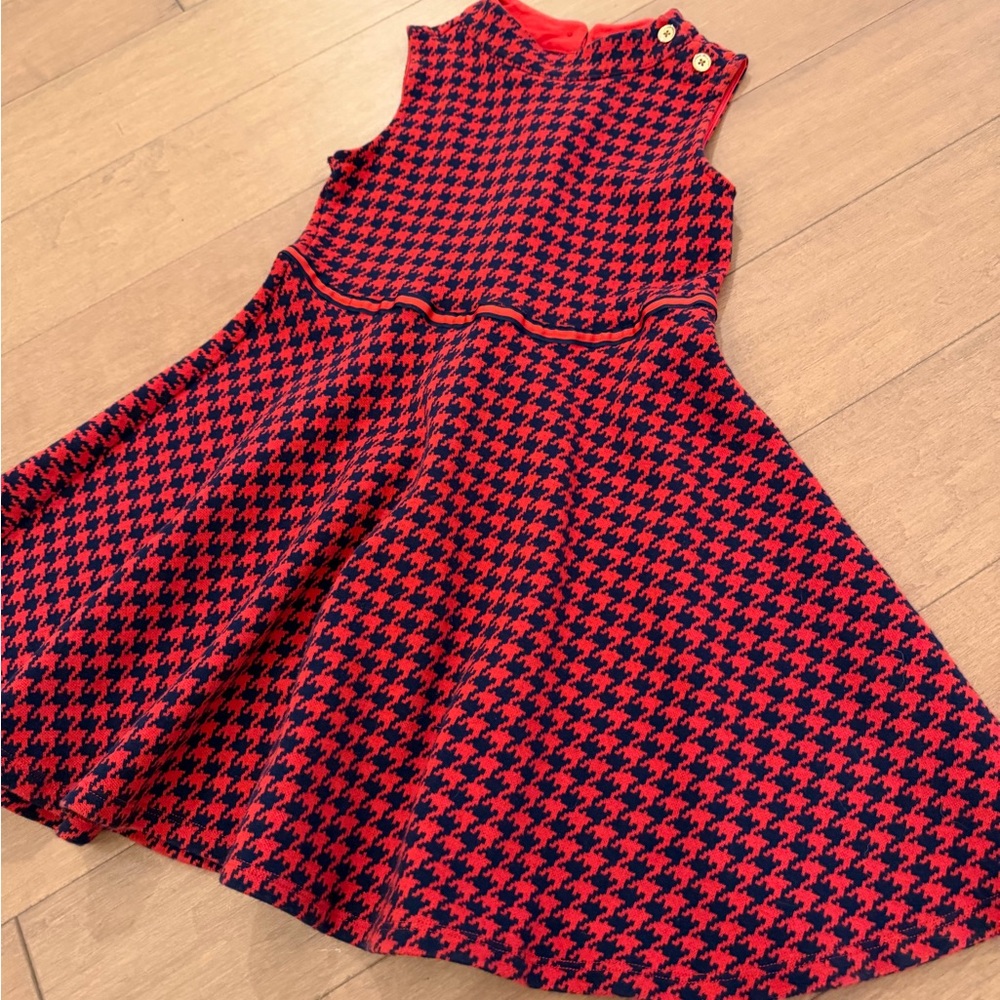 Janie and Jack Red and Navy Houndstooth Dress